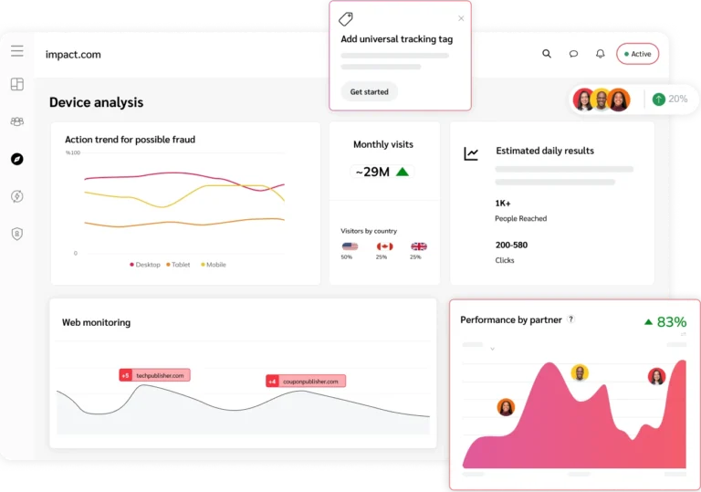 Preview of impact.com's track screen